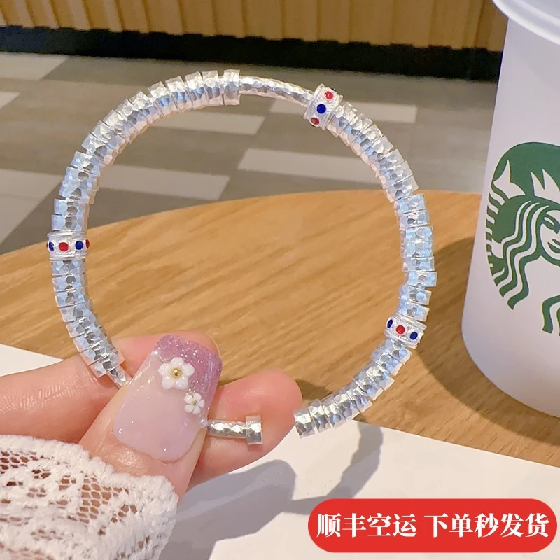 足银珐琅手镯 古法盘缠999.9纯银镯子开口可调节银饰生日礼物女生