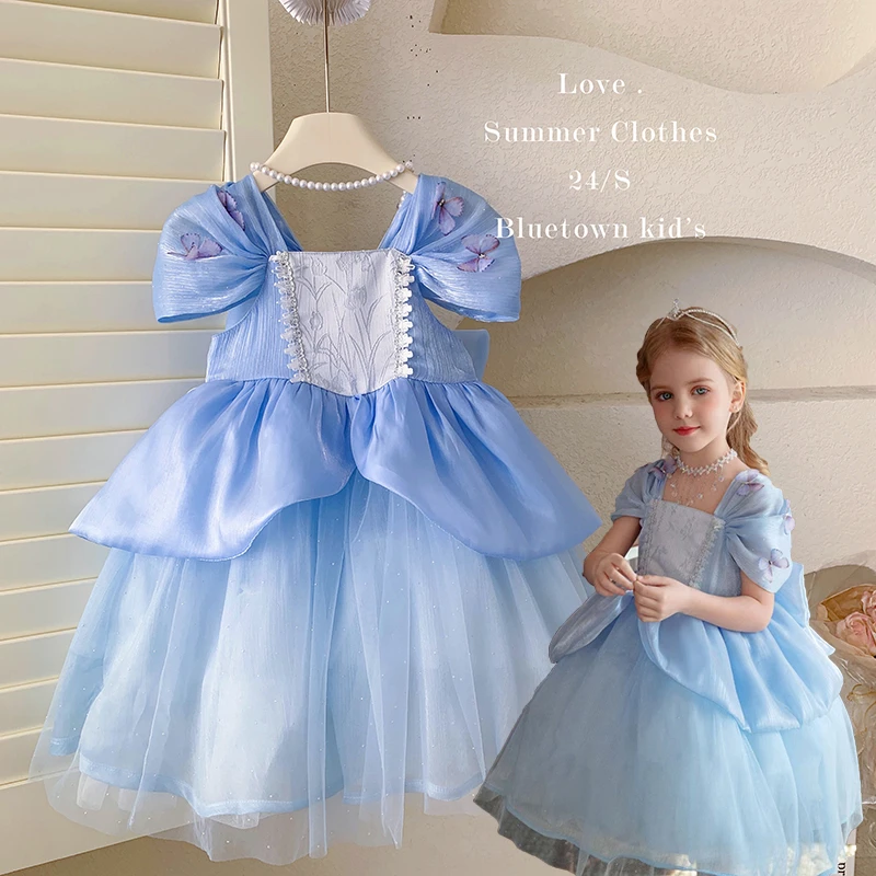 2024夏“蝴蝶仙子”韩版女童蝴蝶网纱重工公主裙80073 49‘9’