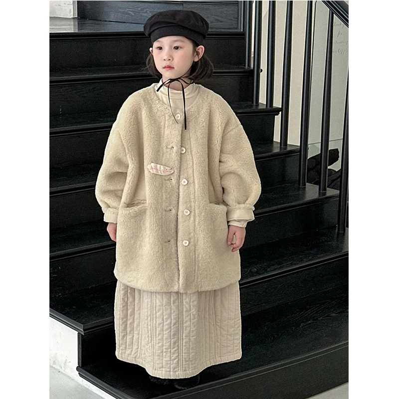 2024冬“暖暖冬日”韩版女童皮一体时尚洋气毛毛外套 24D65