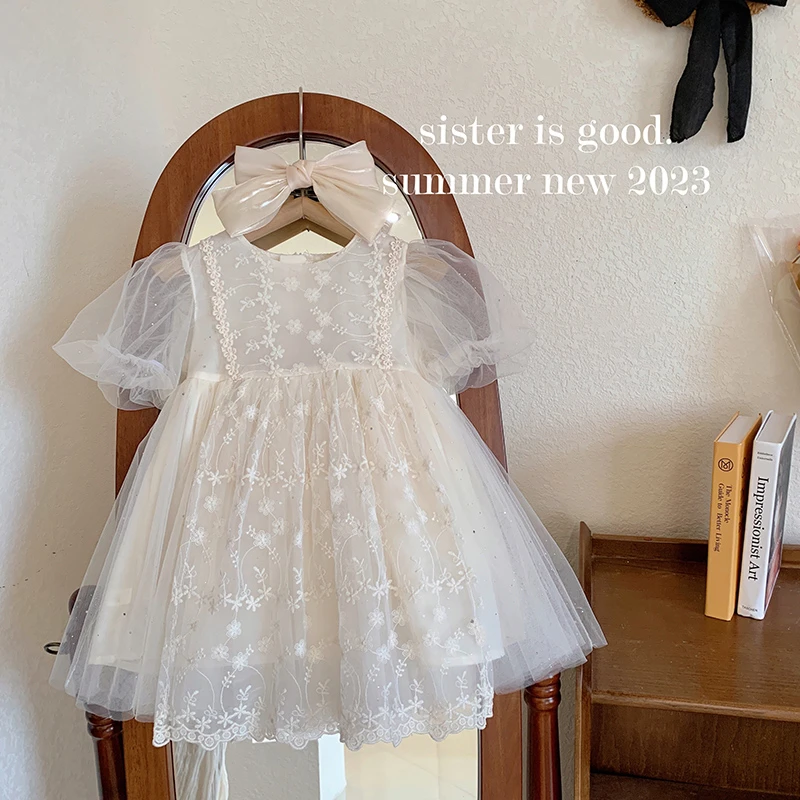 夏"月光伴奏曲"网纱刺绣蓬蓬网纱公主连衣裙T23023