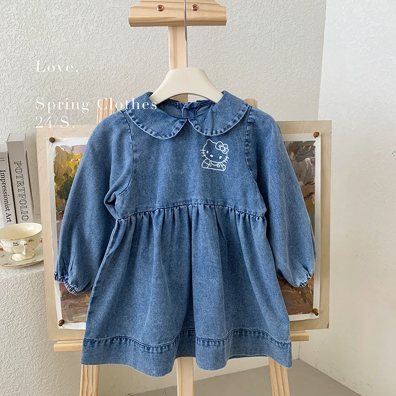 2024春“童话乐园”韩版女童牛仔可爱翻领连衣裙824001 25