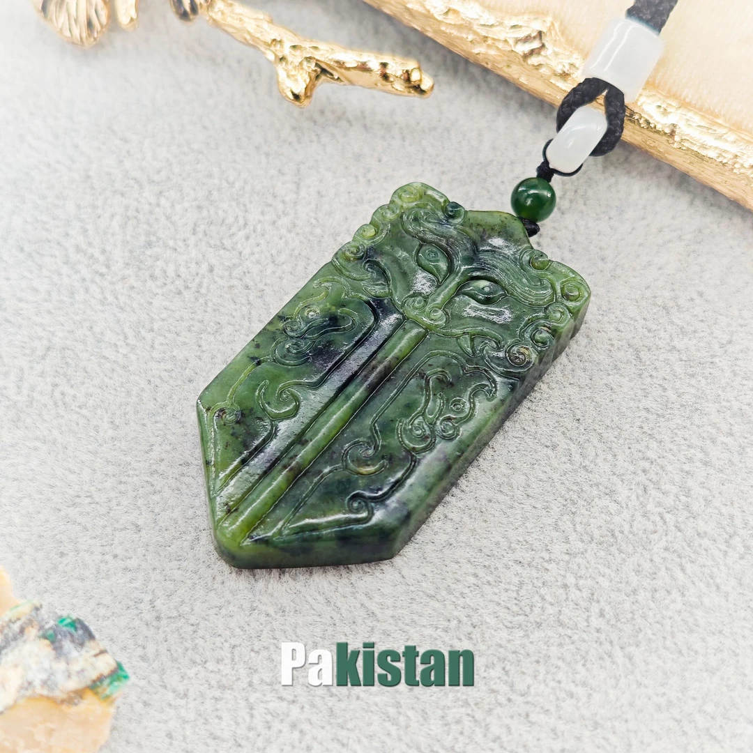 和田玉碧玉西周遗风狴犴纹玉牌/NYXF-BYWSP-23