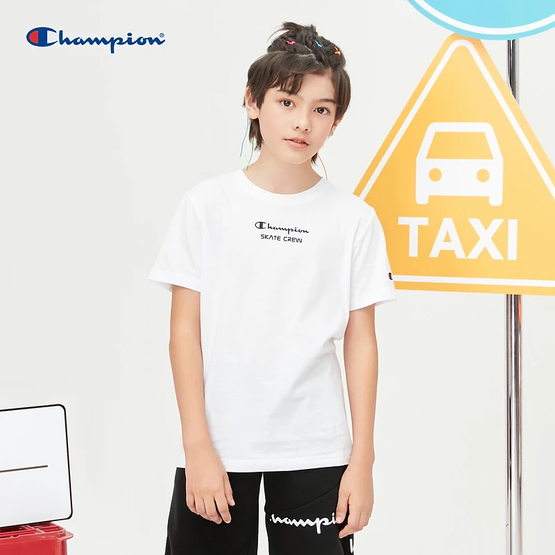 【儿童节礼物】Champion男女童短袖T恤时尚印花运动短袖T恤EB-VCW17