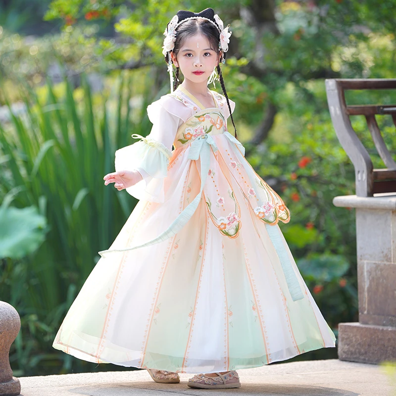 2024新款女童汉服夏季中国风古风小女孩超仙齐胸襦裙儿童连衣裙春