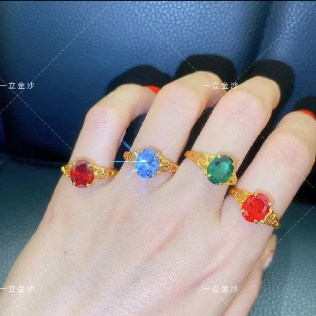 铜合金戒指 戒指 酒红 正红 绿 蓝 戒指气质复古