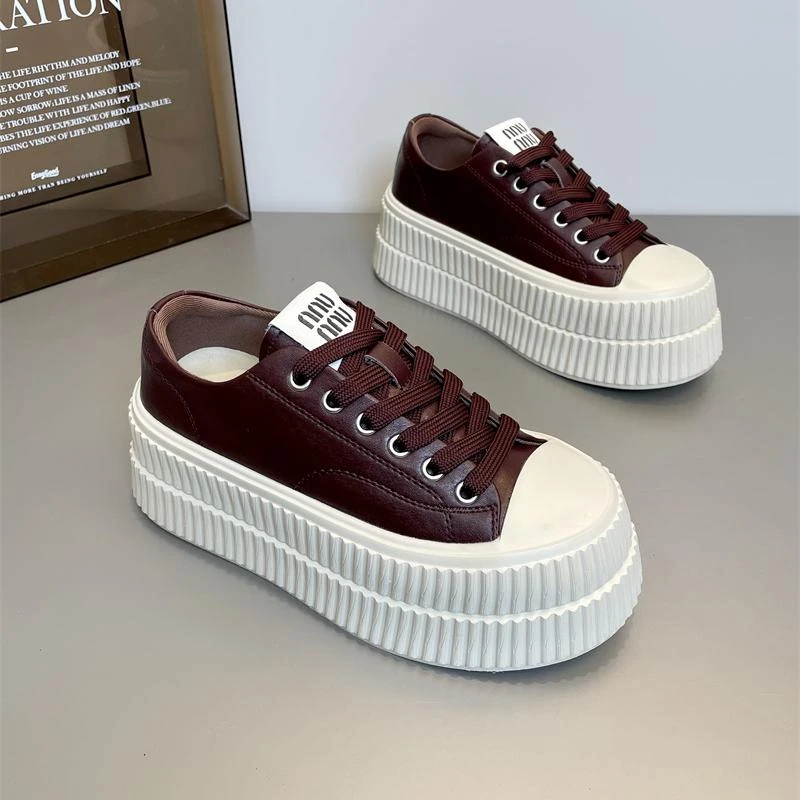 欧洲站2024秋季新款安哥拉红休闲板鞋女厚底增高小白鞋百搭饼干鞋