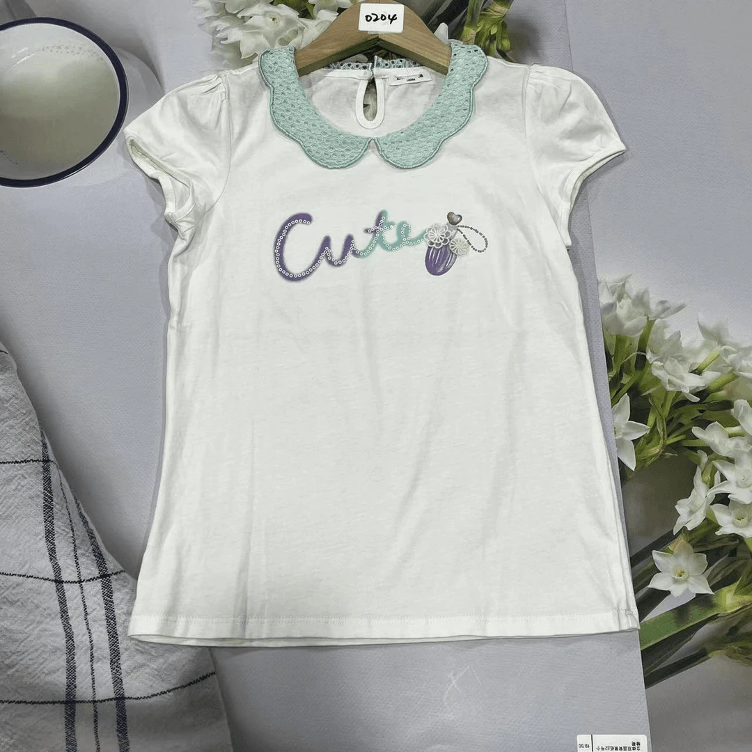 【瑕疵】剪标女童时尚公主纯棉短袖T恤0207