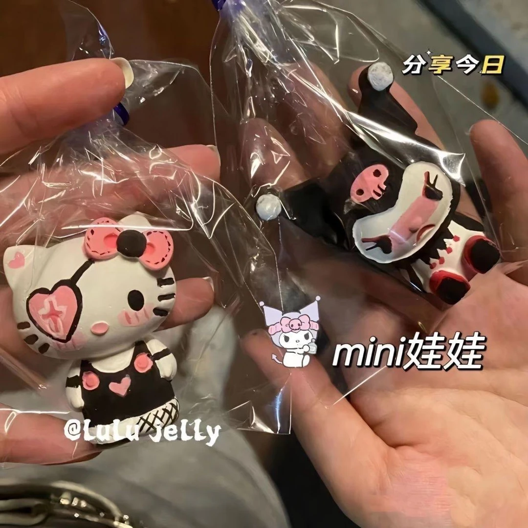 超可爱库洛米迷你石膏娃娃DIY 涂色手绘白胚涂鸦娃娃解压玩具礼物