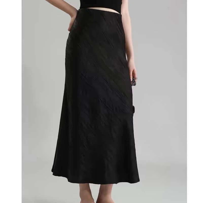 KIKI严选：8821-JM家欧货春季褶皱高腰包臀高级感垂感气质半身裙