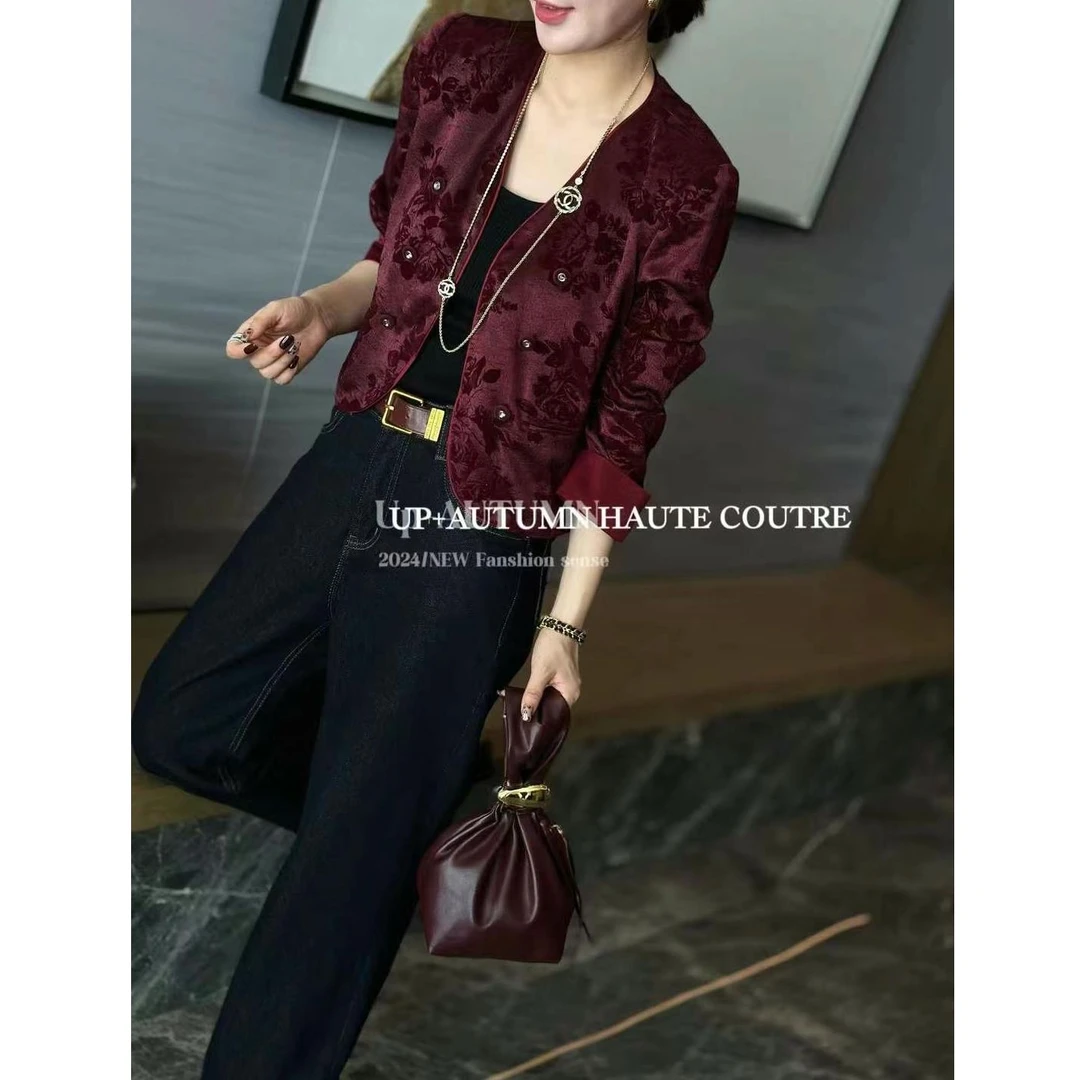 KIKI严选：8718-YS家欧洲站南油秋季新款定制面料烧花短外套