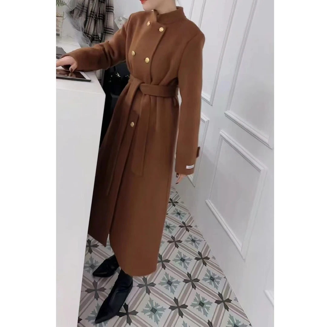 KIKI严选：83053-HX家欧货韩国立领气质双排扣高级感双面羊毛外套