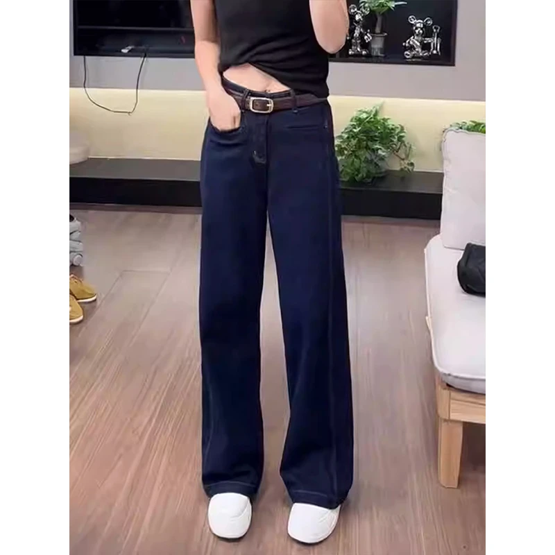 梨型身材高腰显瘦遮胯直筒牛仔裤子早秋大码设计感百搭九分阔腿裤