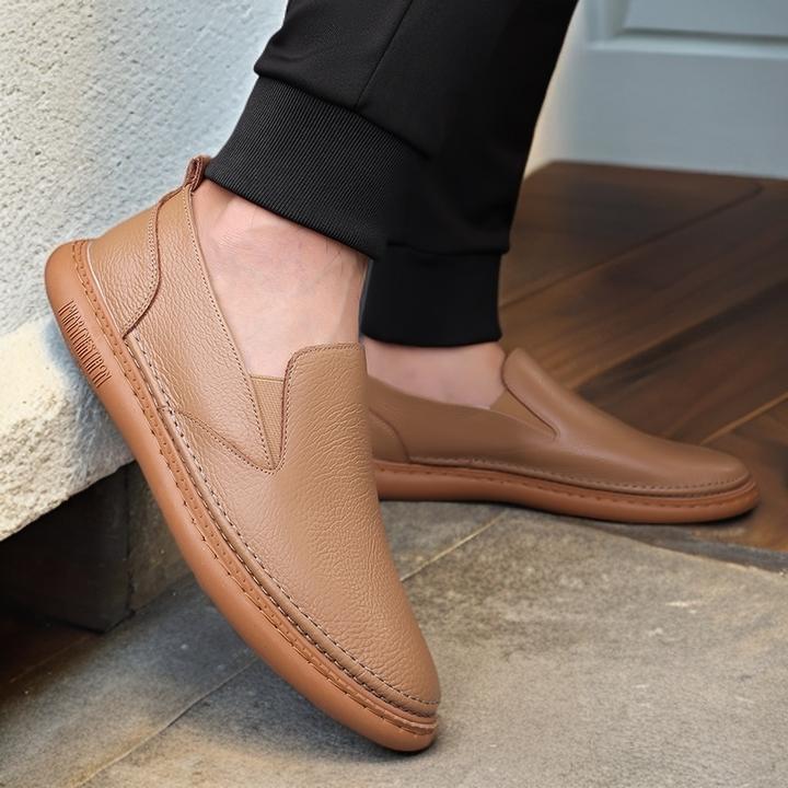 头层牛皮男士休闲皮鞋真皮软底透气一脚蹬舒适百搭鞋子男82911