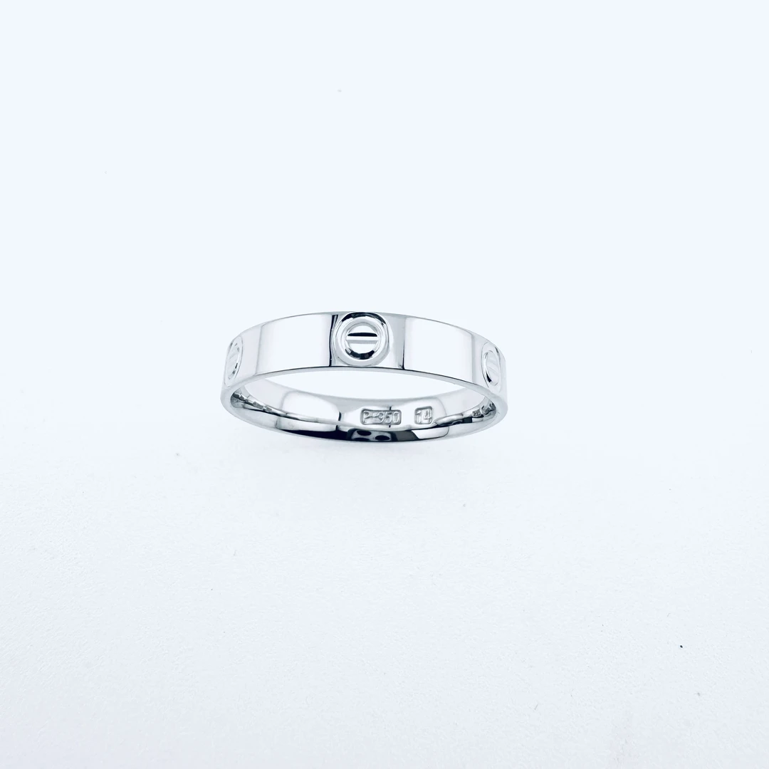 铂金Pt950一字卡家戒指   固定圈口 面宽卡3.5mm