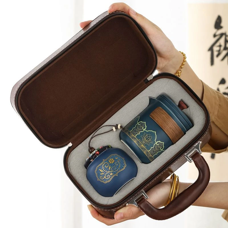 快客杯陶瓷一壶三杯便携式旅行包功夫茶具小套装户外随身茶壶茶杯