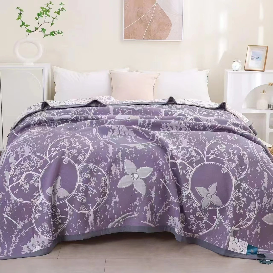 银【紫倩幻境】2.0*2.3米新款大尺寸精梳纱布棉柔软四季软凉席