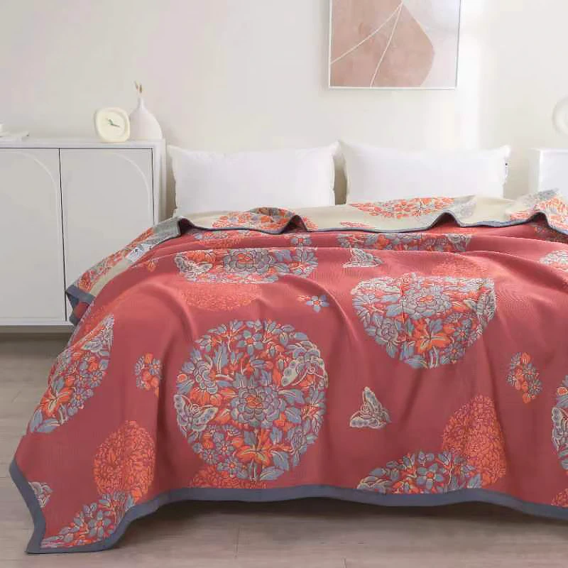 银 蝶恋花-2.3米*2.5米新款大尺寸精梳棉细纱透气四季大床盖