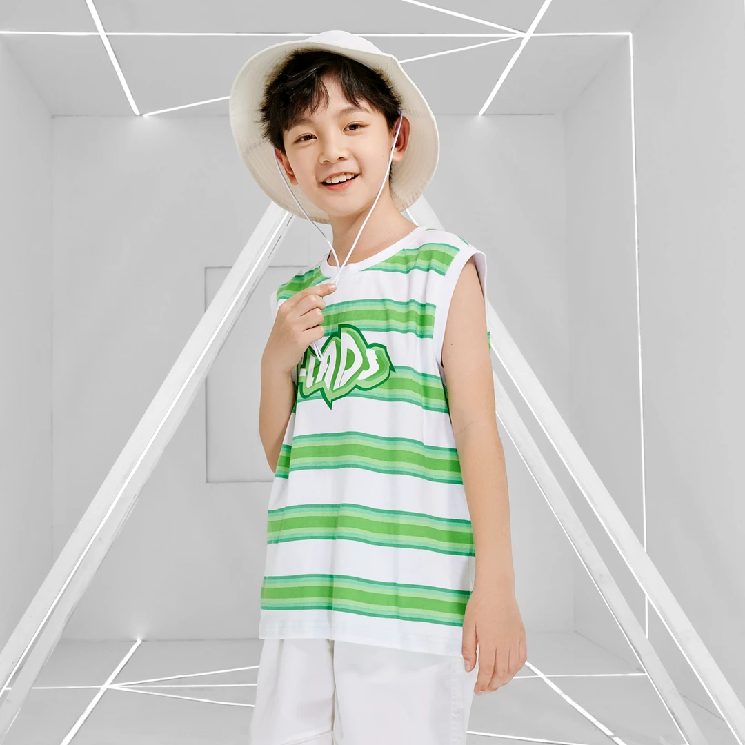 23015夏季时尚男大童宽松条纹背心NJTBJ23015A