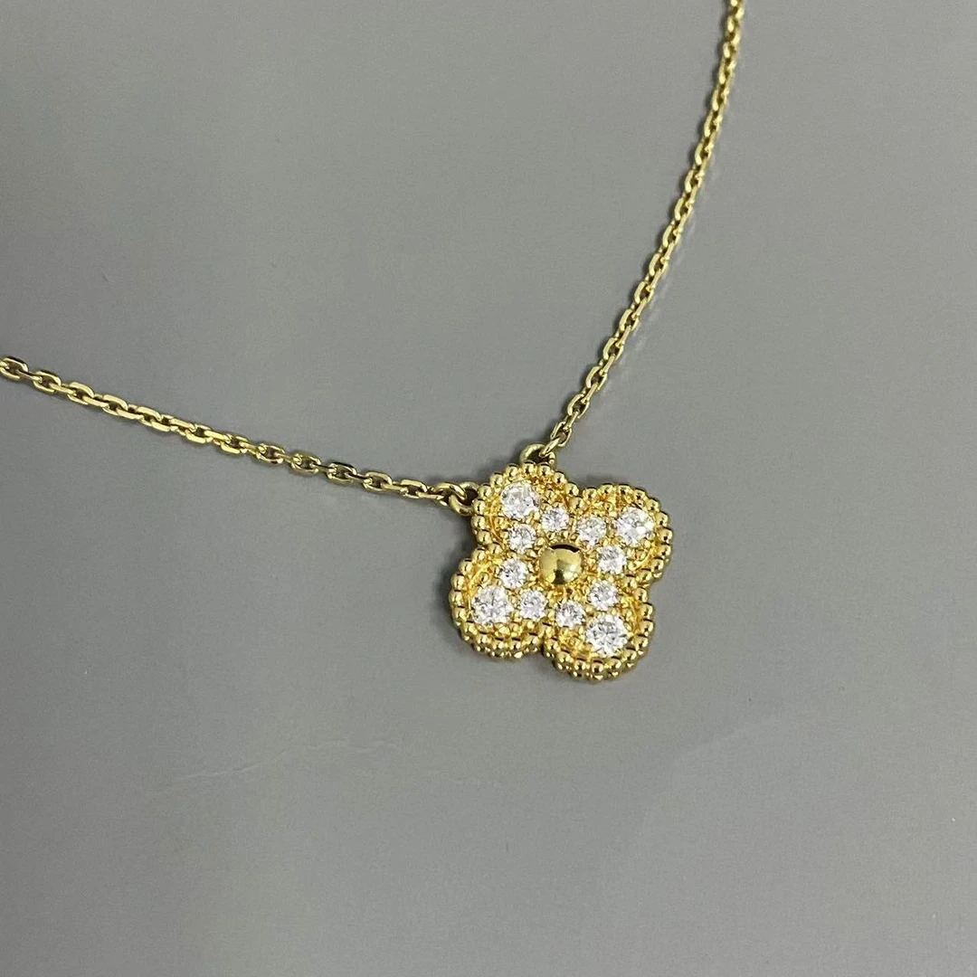 18k金满钻四叶草高端珠宝定制