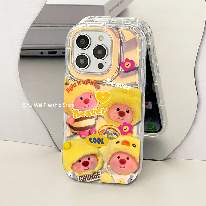 【内斜纹软壳】蜜蜂露比手机苹果15镭射纸iphone14露比可爱