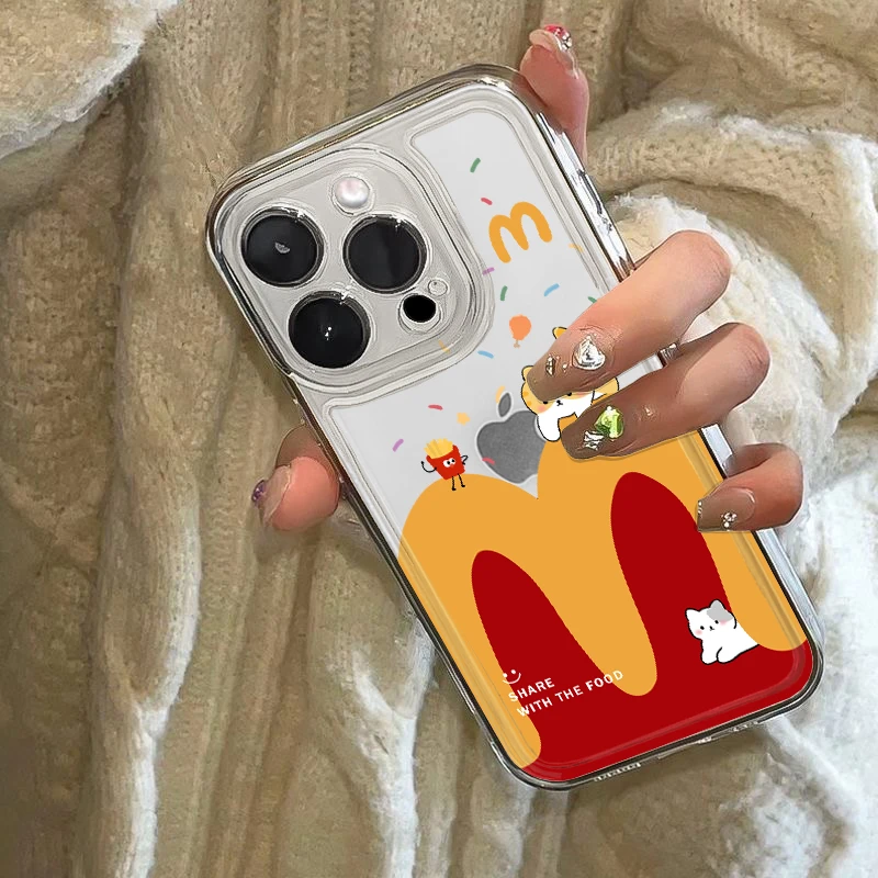 95号【直边透明壳】适用于华为vivo荣耀小米iPhone15麦当小猫手机壳