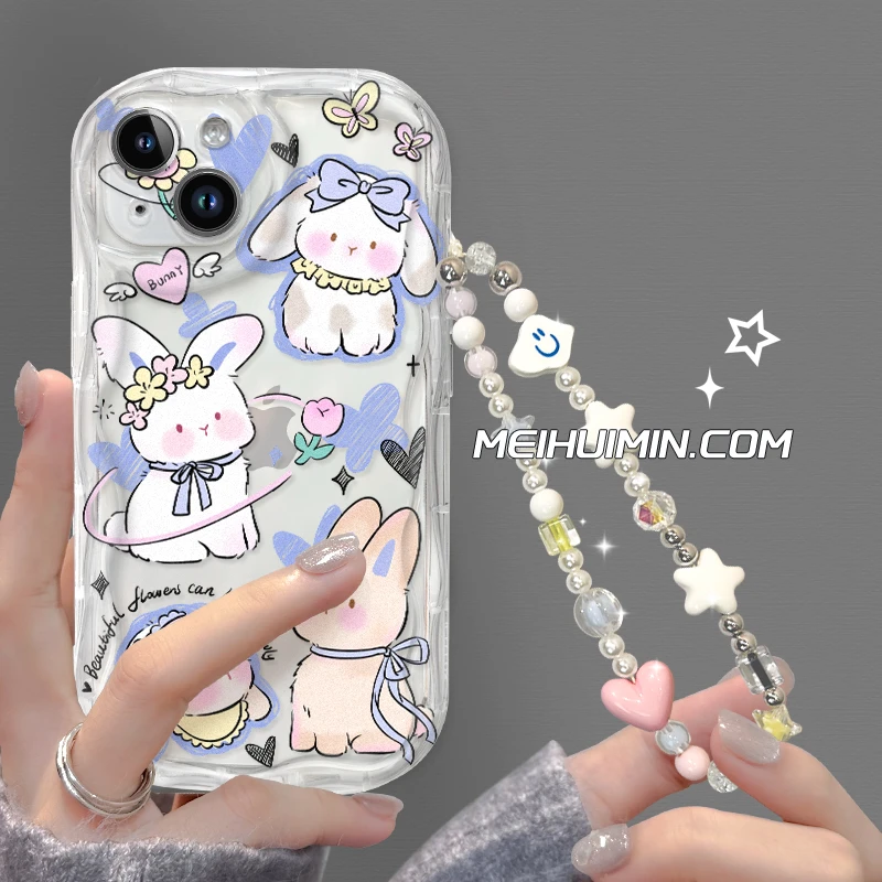【奶油框硅胶壳】兔兔安卓手机壳苹果15iphone15pro花花小兔