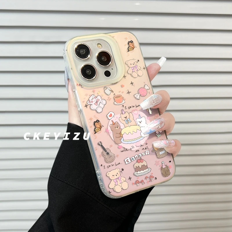 【幻影磨砂壳】适用于苹果15手机壳新款iPhone软壳大孔小熊生日