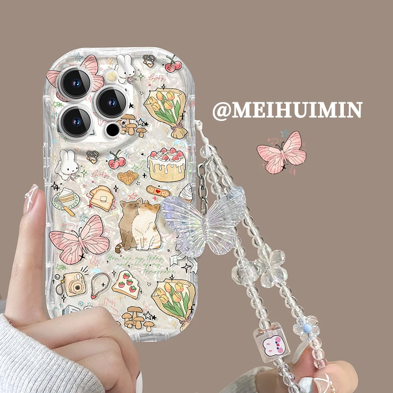 【奶油框硅胶壳】黄调苹果安卓手机壳贝壳纹iphone15pro蝴蝶