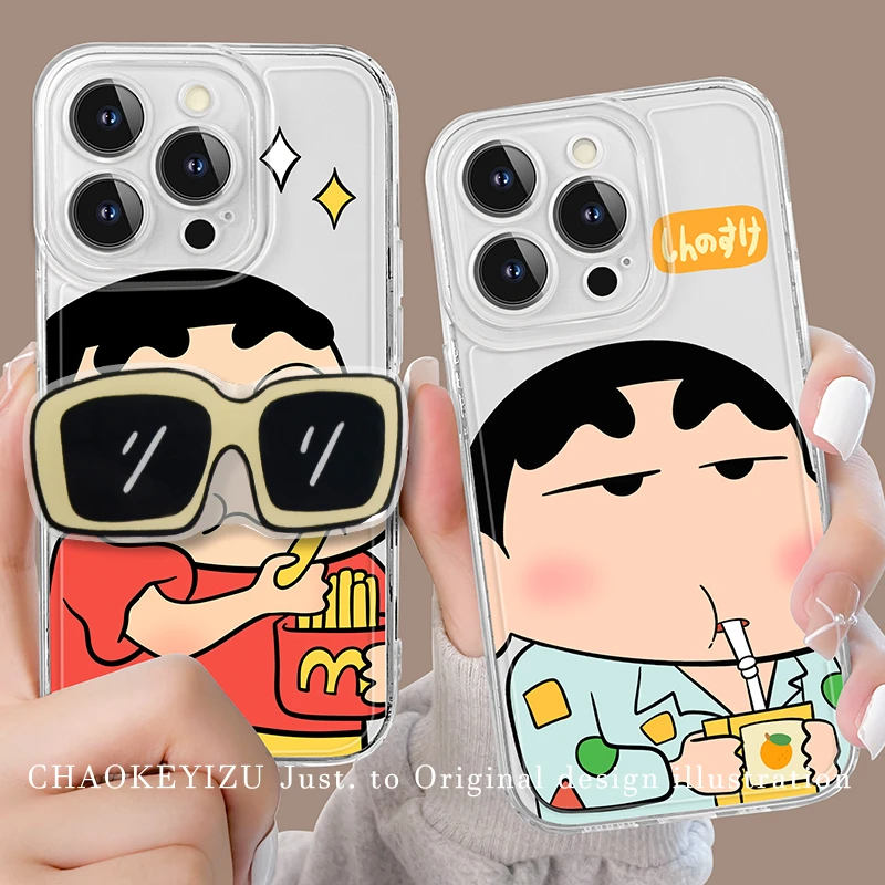 88号【直边透明壳】薯条适用于苹果15防摔iphone15pro蜡笔小新趣味