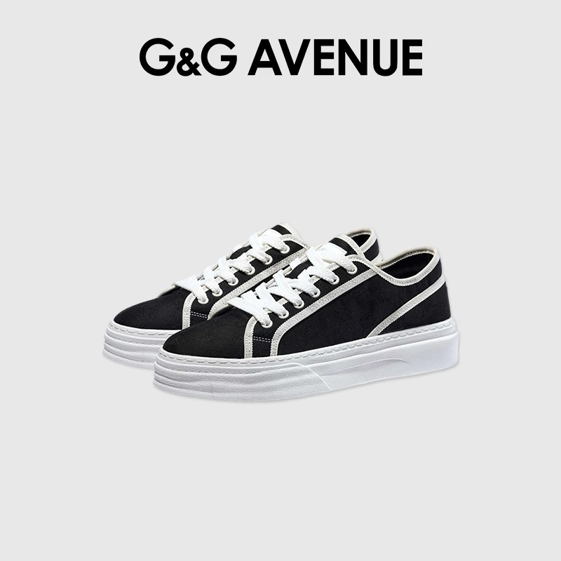 G&GAVENUE潮牌轻奢ins厚底板鞋简约春夏系带运动休闲鞋情侣同款