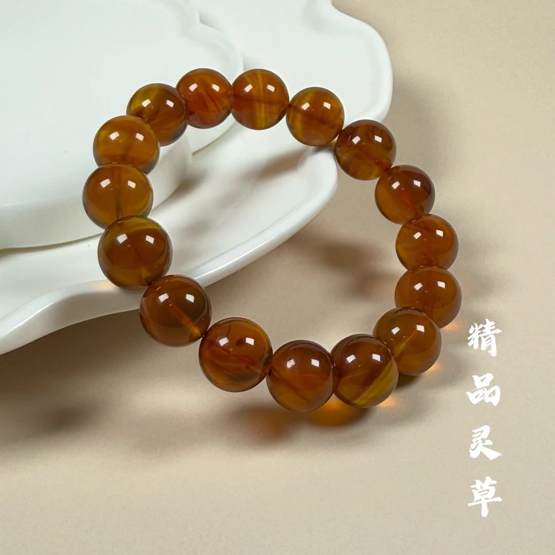 佳璐珠宝天然缅甸灵草珀13mm+单圈手串