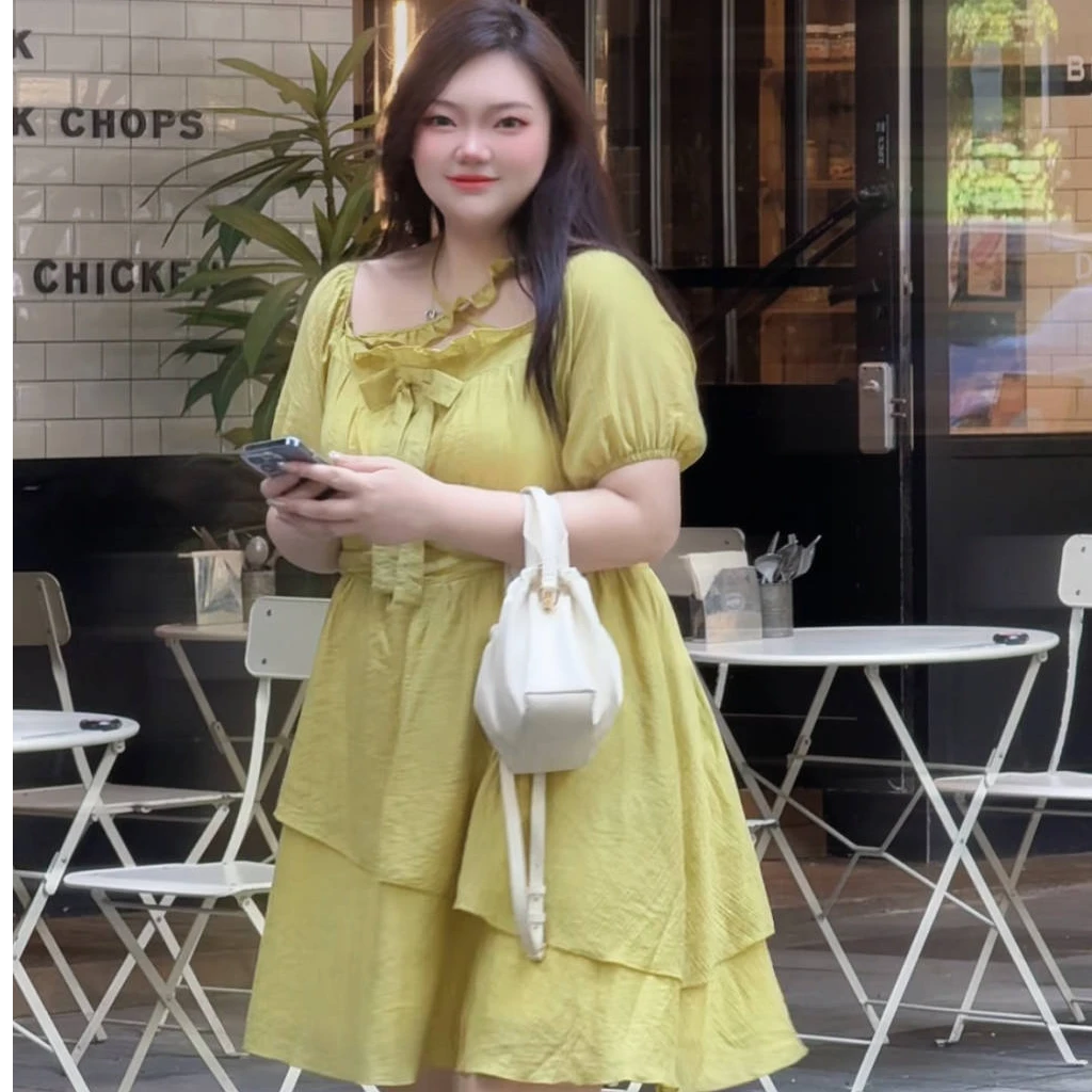 绿夏清茶胖MM 自制夏季甜美性感荷叶边挂脖a字绿公主连衣短裙