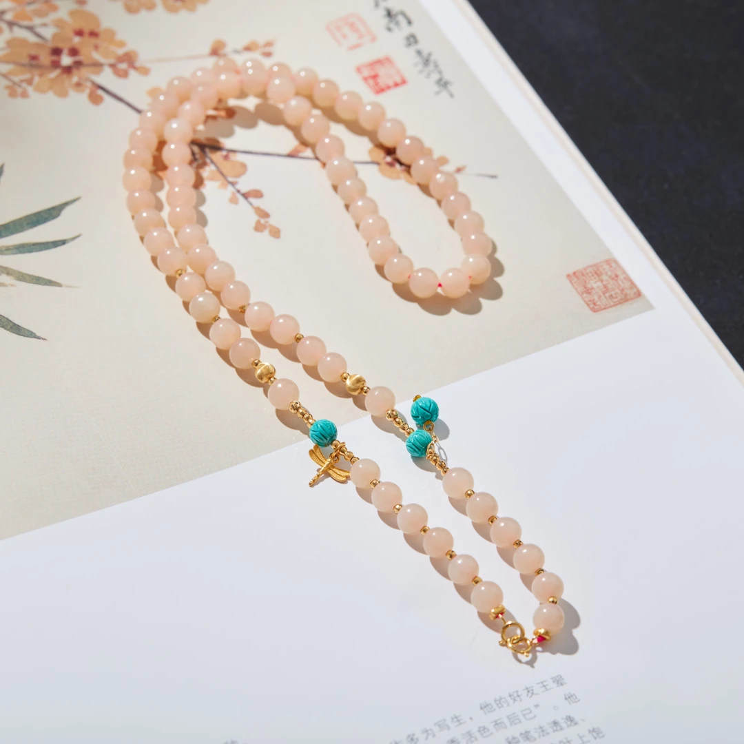 【云上雅岚】绛雪丨18K藕粉项链圆珠百搭链多样性发一#XYGD136006-B