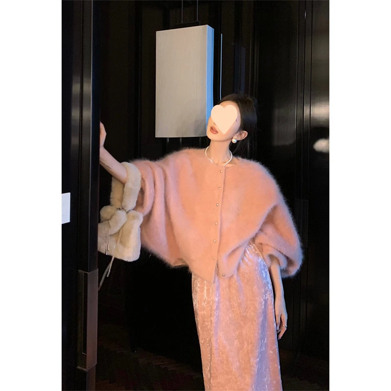 气质高级感套装女秋冬温柔软糯毛衣针织外套高腰半身裙时尚两件套