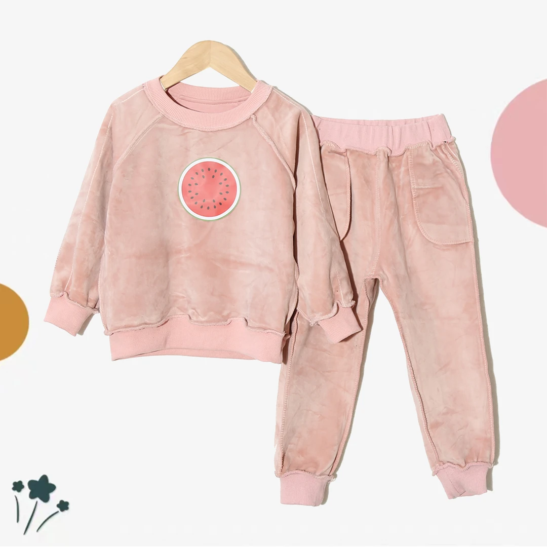 设计感潮流爆款加绒保暖时尚拼接中大童运动休闲套装P-2G67