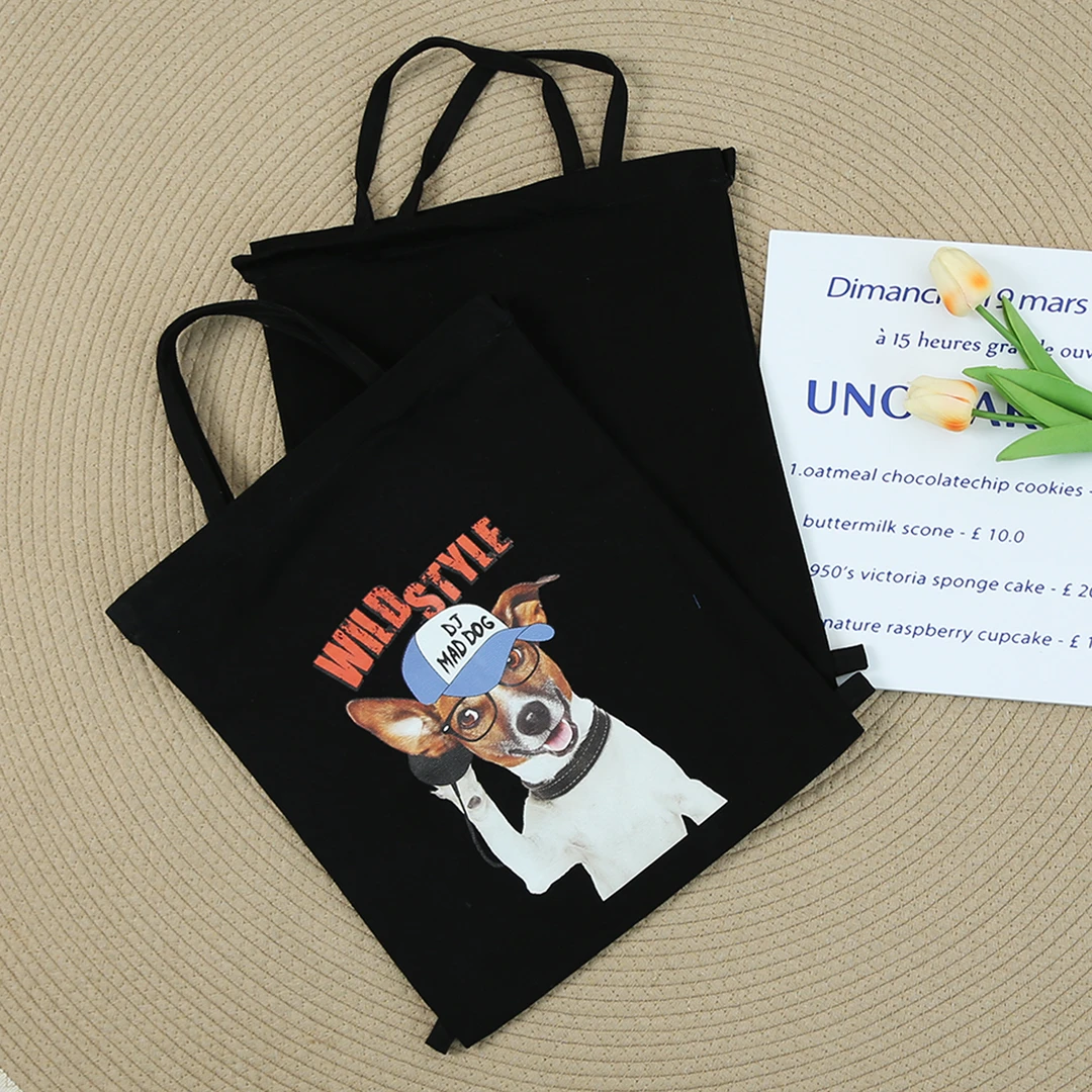 32*37cm牛仔休闲手提包轻便日韩系潮流6D158（净面、图案随机； ）