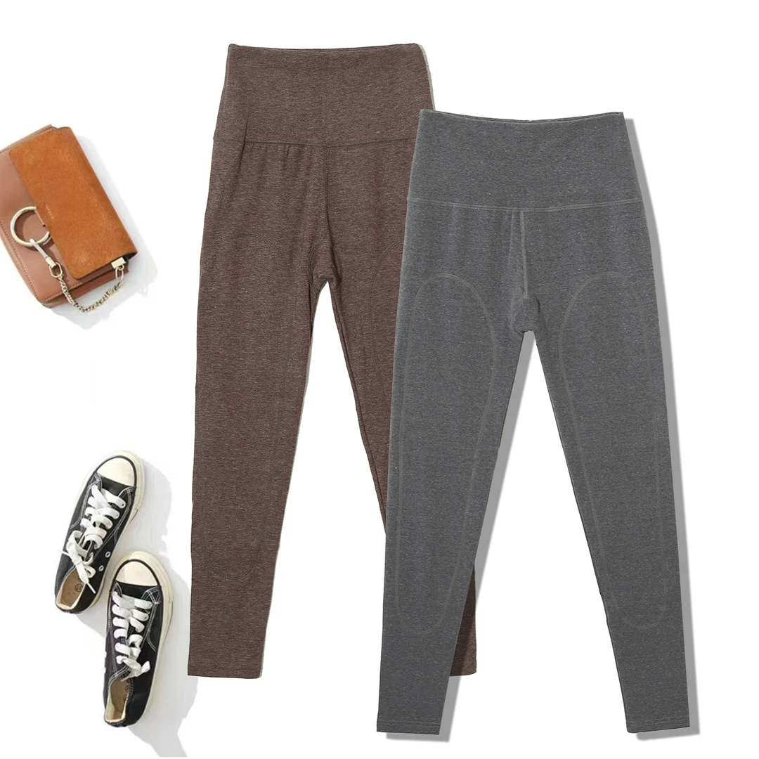 家居女保暖加绒秋冬季经典高腰简约舒适高级感修身保暖棉裤6D669