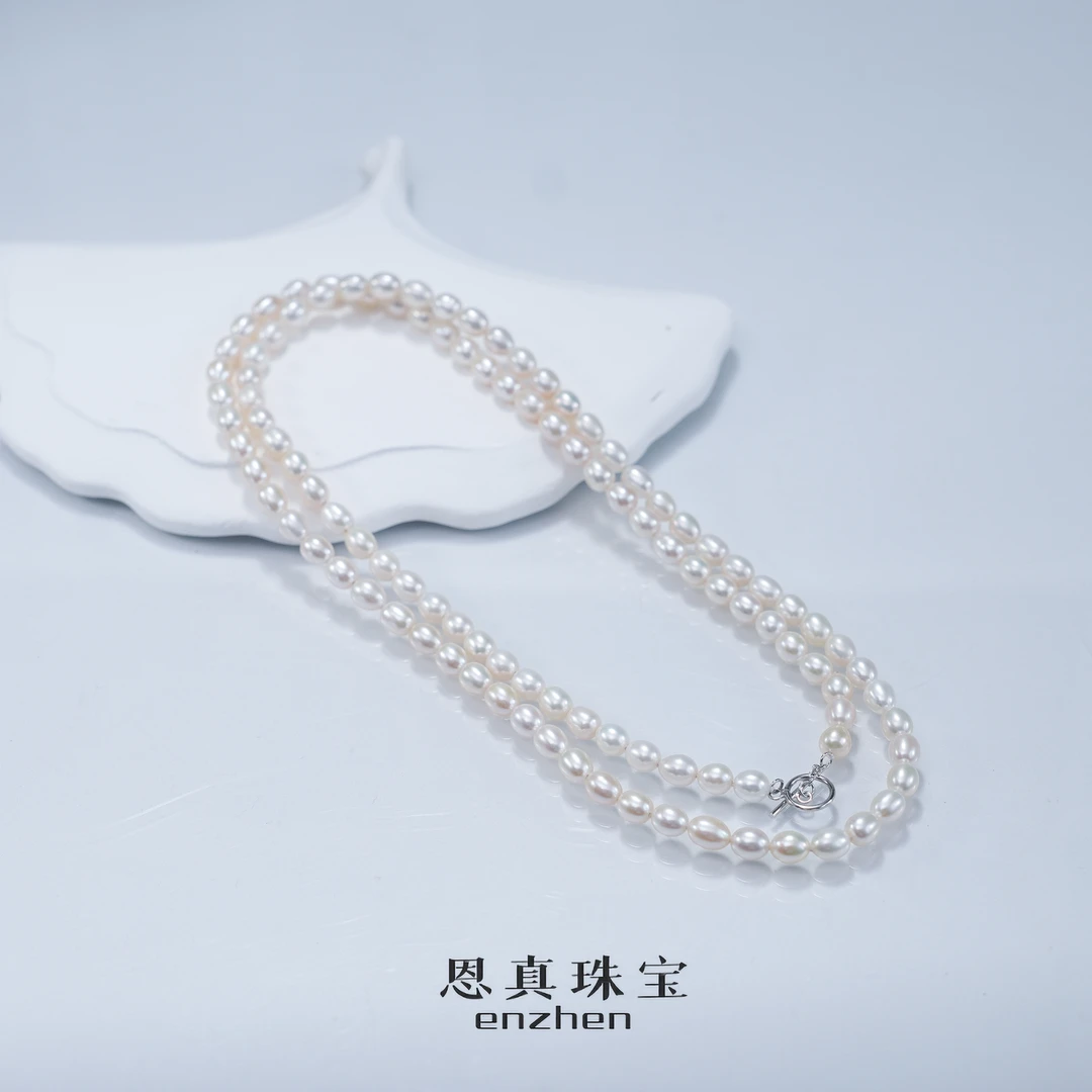 淡水无核珍珠S925银简约OT扣长款毛衣链78cm 6-7mm百搭时尚长项链