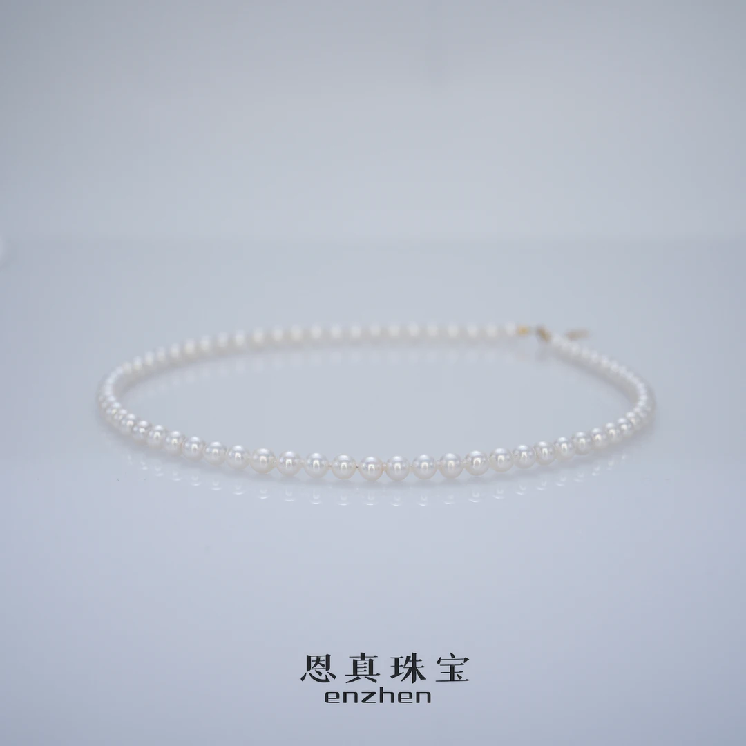 大熊猫18K金极光熊猫无核淡水珍珠baby项链简约锁骨链（5.5-6.5mm）