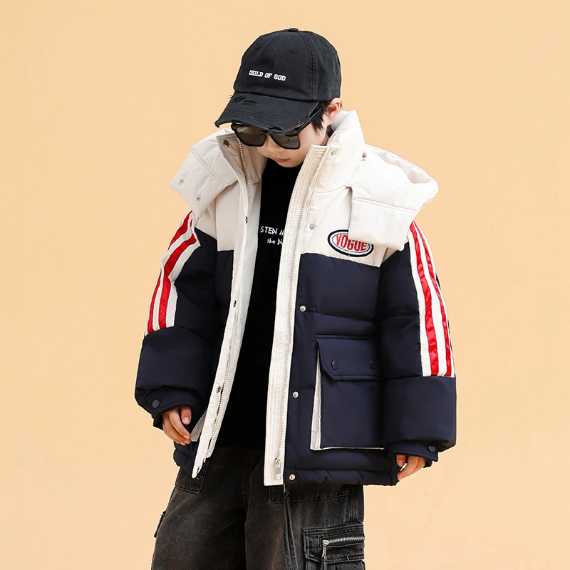儿童羽绒服男童中长款2024新款冬季大小中大童洋气加厚连帽外套