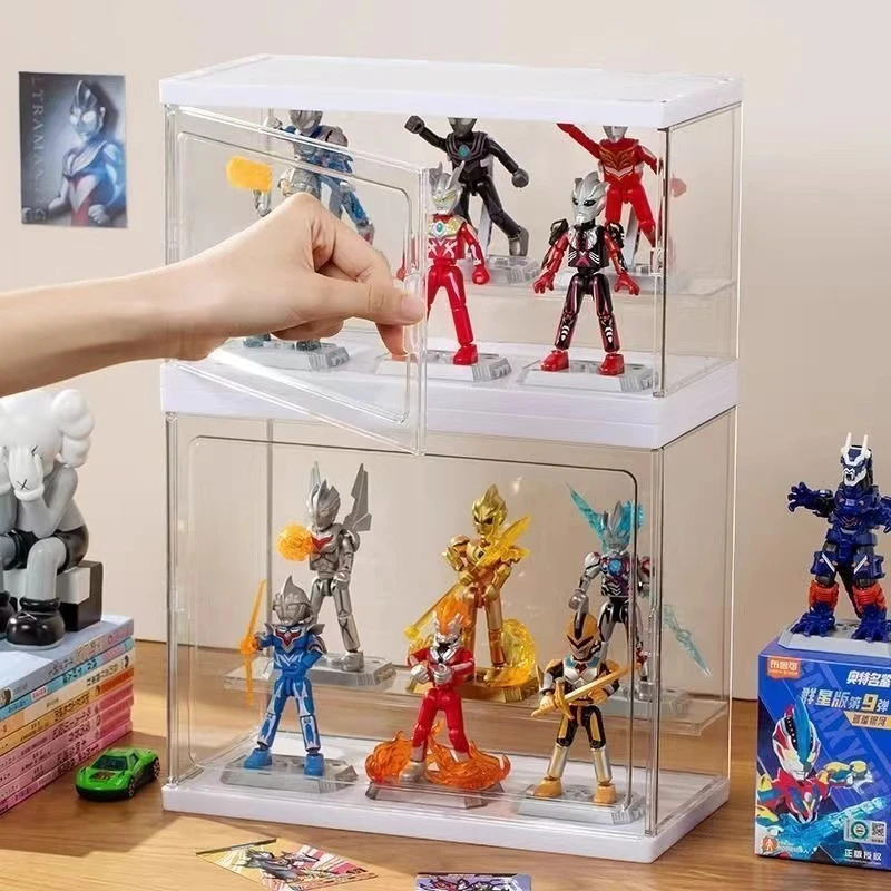 手办布鲁克奥特曼展示盒手办积木公仔阶梯透明展示盒防尘收纳柜