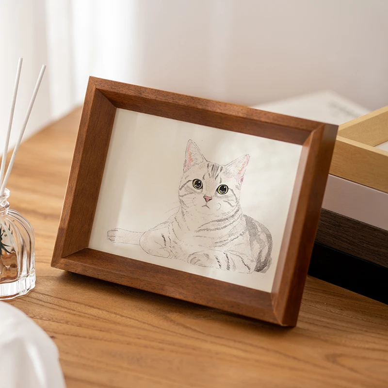 实木相框摆台高级感空框678寸a4相片洗照片打印加做成相框定制diy