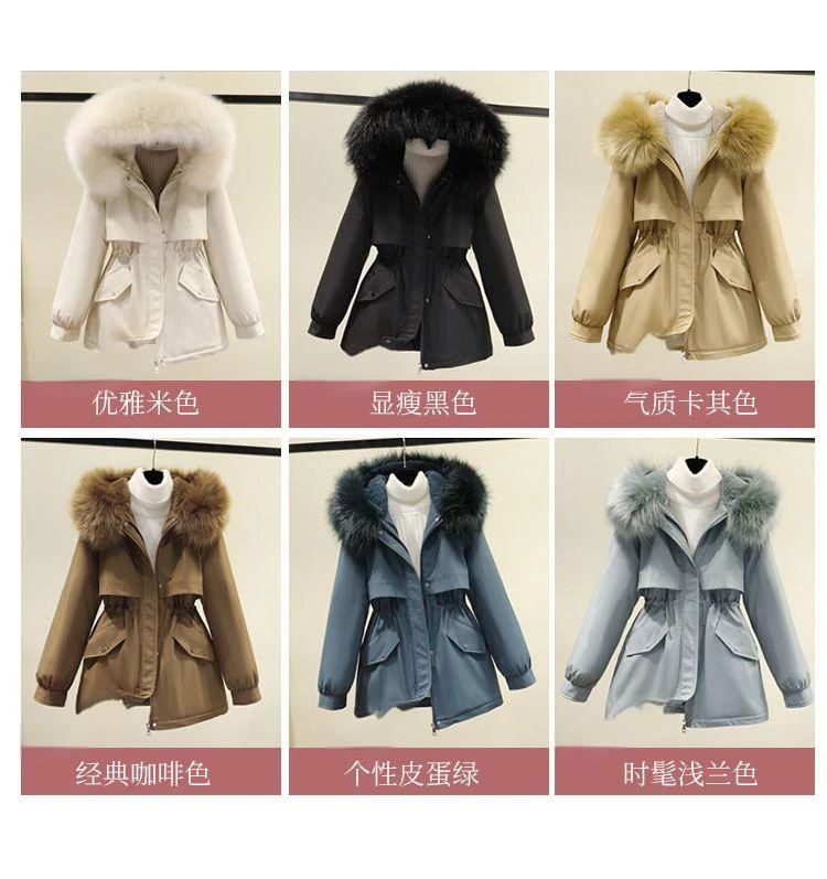派克服冬季洋气休闲加绒加厚韩版显瘦连帽百搭潮流大毛领保暖