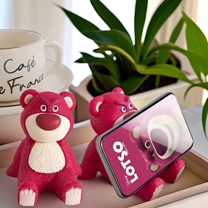 办公室装饰手机卡通支架桌面摆件可爱学生支架个性创意工艺草莓熊