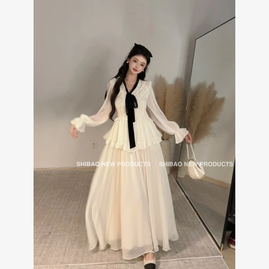 styletibaCc 诗宝【温柔涟漪】新款绝美长袖女显瘦温柔风仙女连衣裙