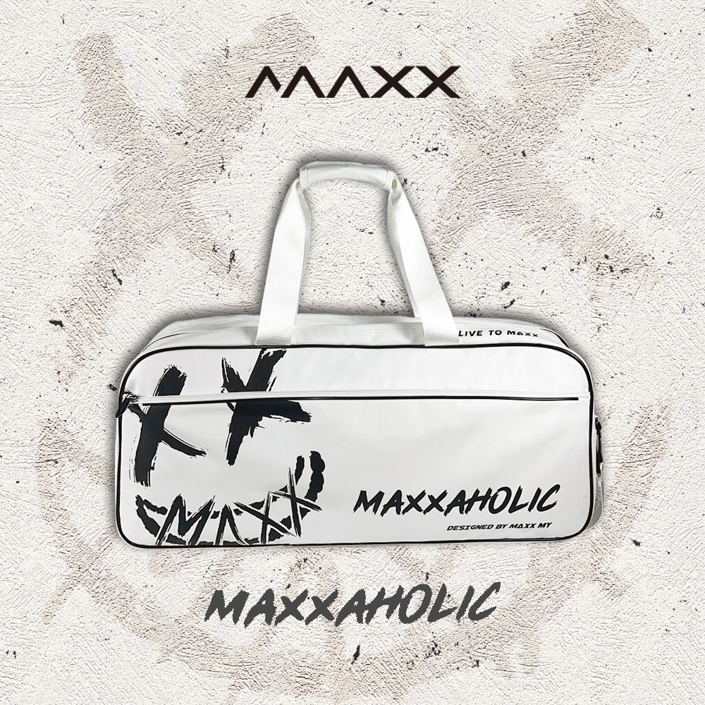 MAXX玛速正品羽毛球包便携式轻便高颜值涂鸦多功能白色羽毛球球包