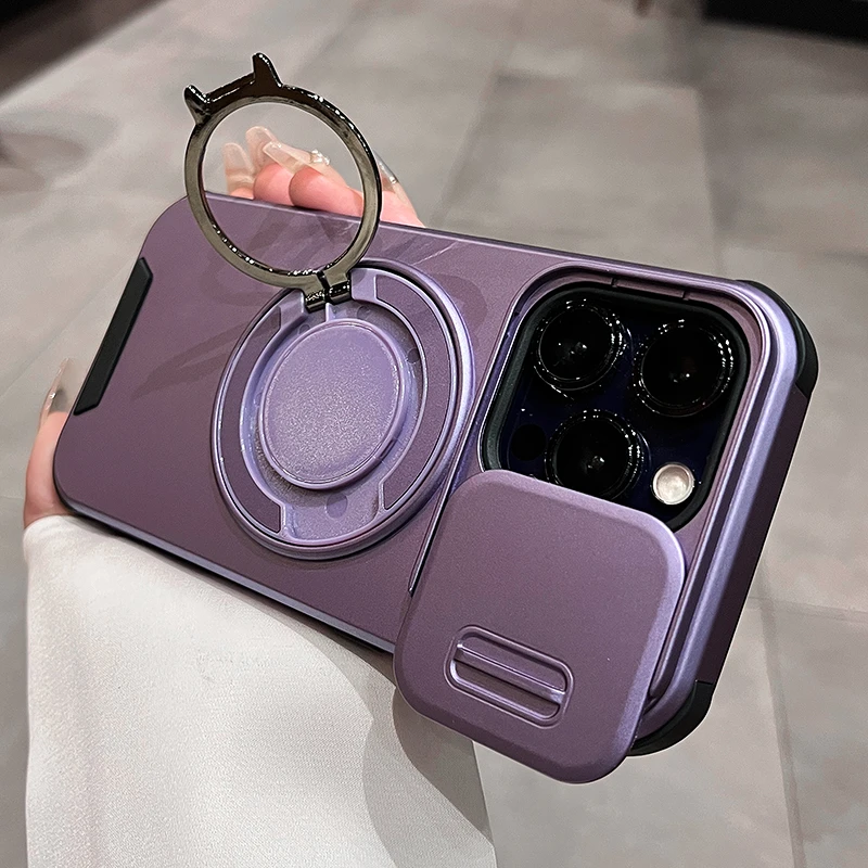 推拉窗镜头带磁吸指环支架适用苹果16promax手机壳男女款防摔高档
