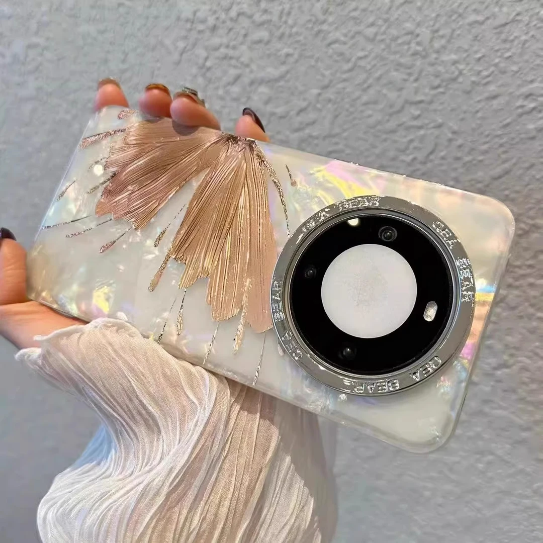 适用华为mate70pro+手机壳梦幻蝴蝶贝壳纹轻奢女小众创意全包防摔
