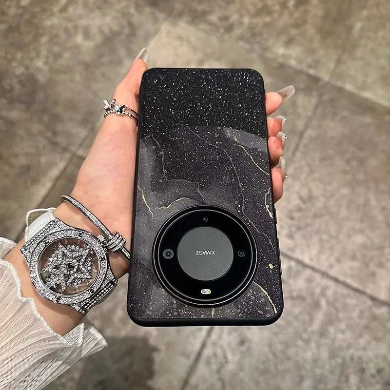 黑色闪粉大理石纹适用华为Mate70pro手机壳网红男女款情侣高颜值