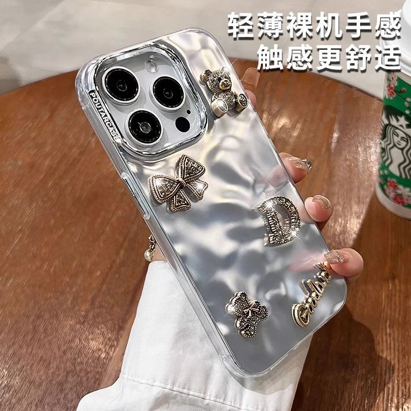 适用苹果6pro手机壳大孔镜头网红女款可爱ins风奢华带手链高级感